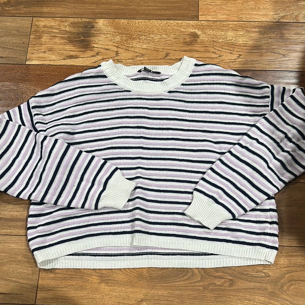 Striped Women's Sweater - Black, White, Pink